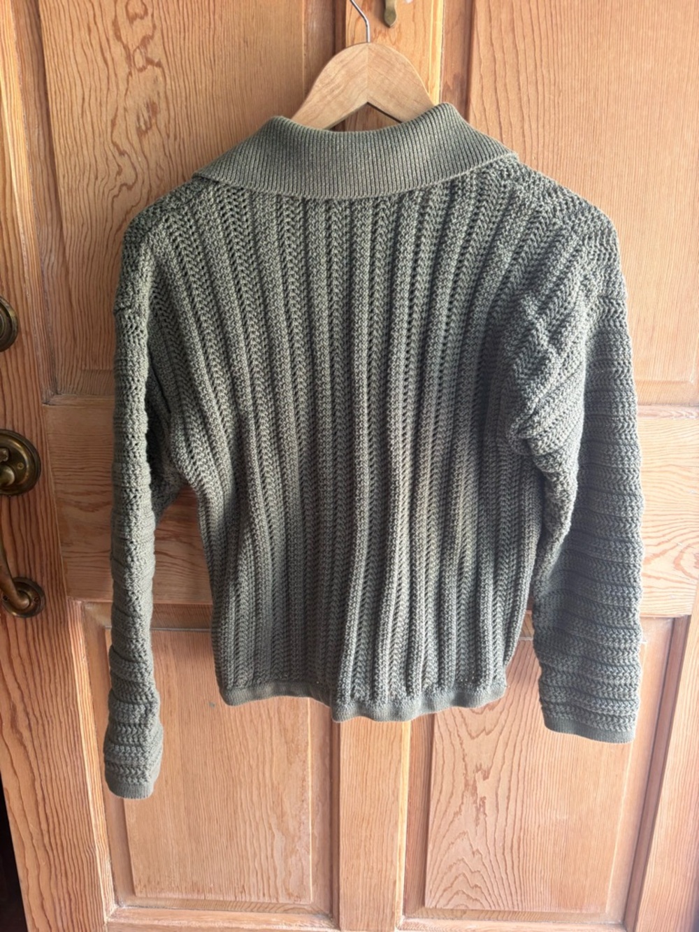 Olive Green Collared Cardigan | Ophelia Roe | Size Small - Picture 2 of 5